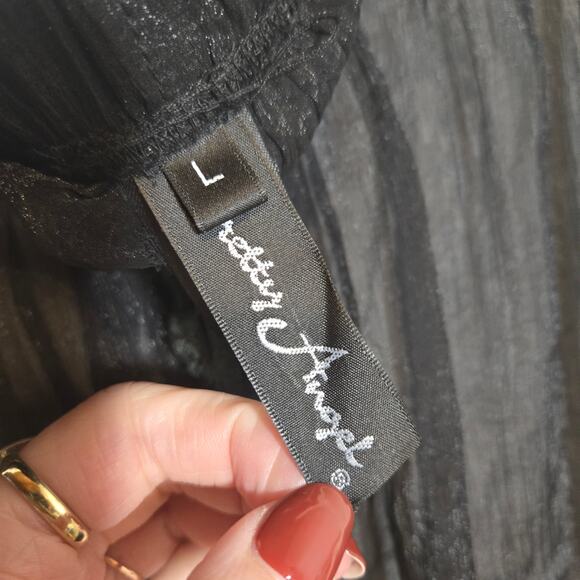 Vtg Pretty Angel Silk Maxi Skirt Large Sheer Witch Whimsygoth Grunge Fairy Boho - Picture 5 of 7